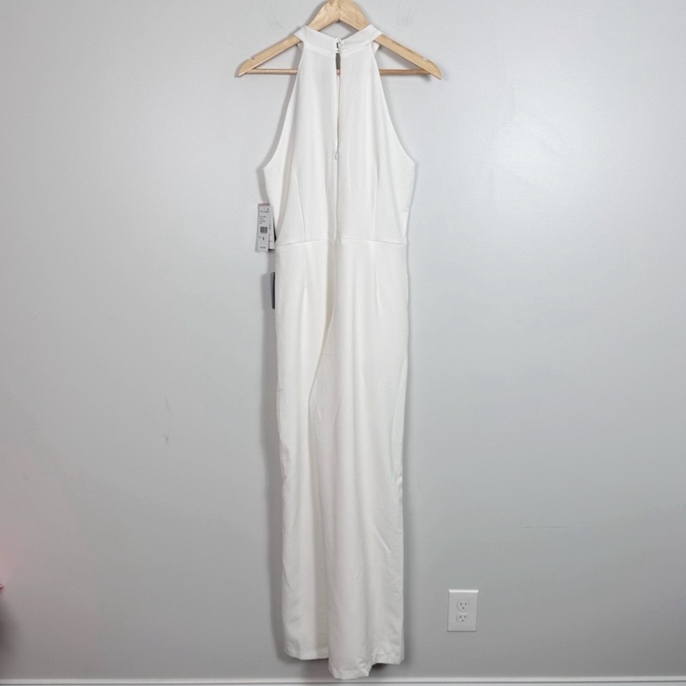 JULIA JORDAN Ivory Knot Neck Halter Wide Leg Jumpsuit Elegant Formal Size 8 NWT - Picture 6 of 9